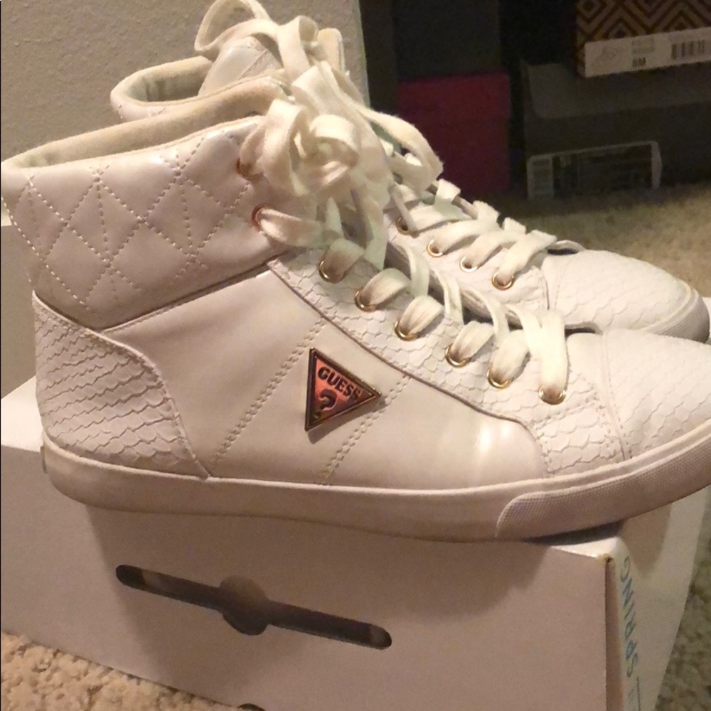 All white. Guess fashion sneakers